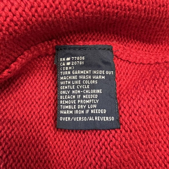 Tommy Hilfiger Sweater Mens XL Red Heavyweight Knit Crest Preppy Classic Vintage - Picture 6 of 6